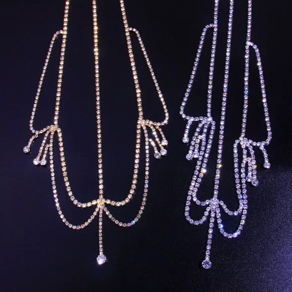 Crystal Bridal Forehead Chain Headpiece Bling Hair Jewelry Wedding Accessory - Picture 6 of 6